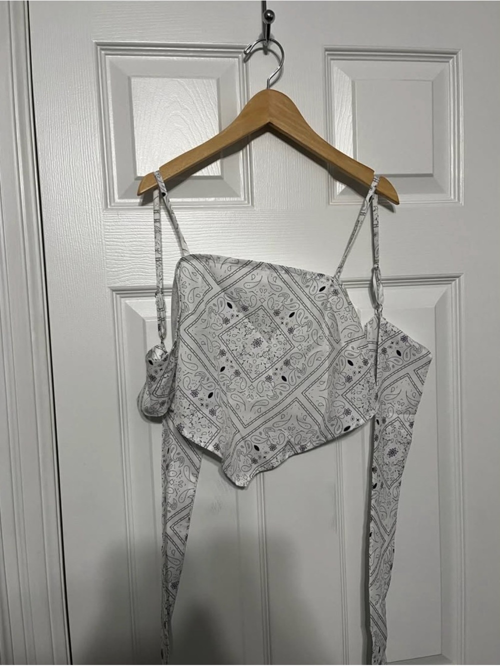 Bandana-Print White Tie-Front Cami